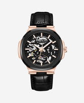 Skeleton Automatic Leather Strap Watch