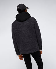 Boucle Wool Jacket with Attached Jersey Hood
