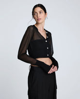 Cropped Cardigan with Saddle Shoulders