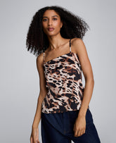 Animal Print Satin Foldover Spaghetti Strap Cami