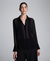 Chiffon Pleated Long Sleeve Blouse