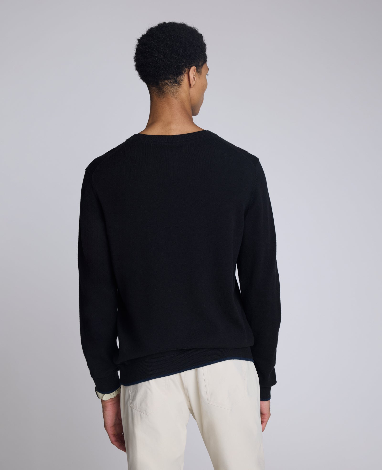 Crew Neck Sweater with Tipping Details