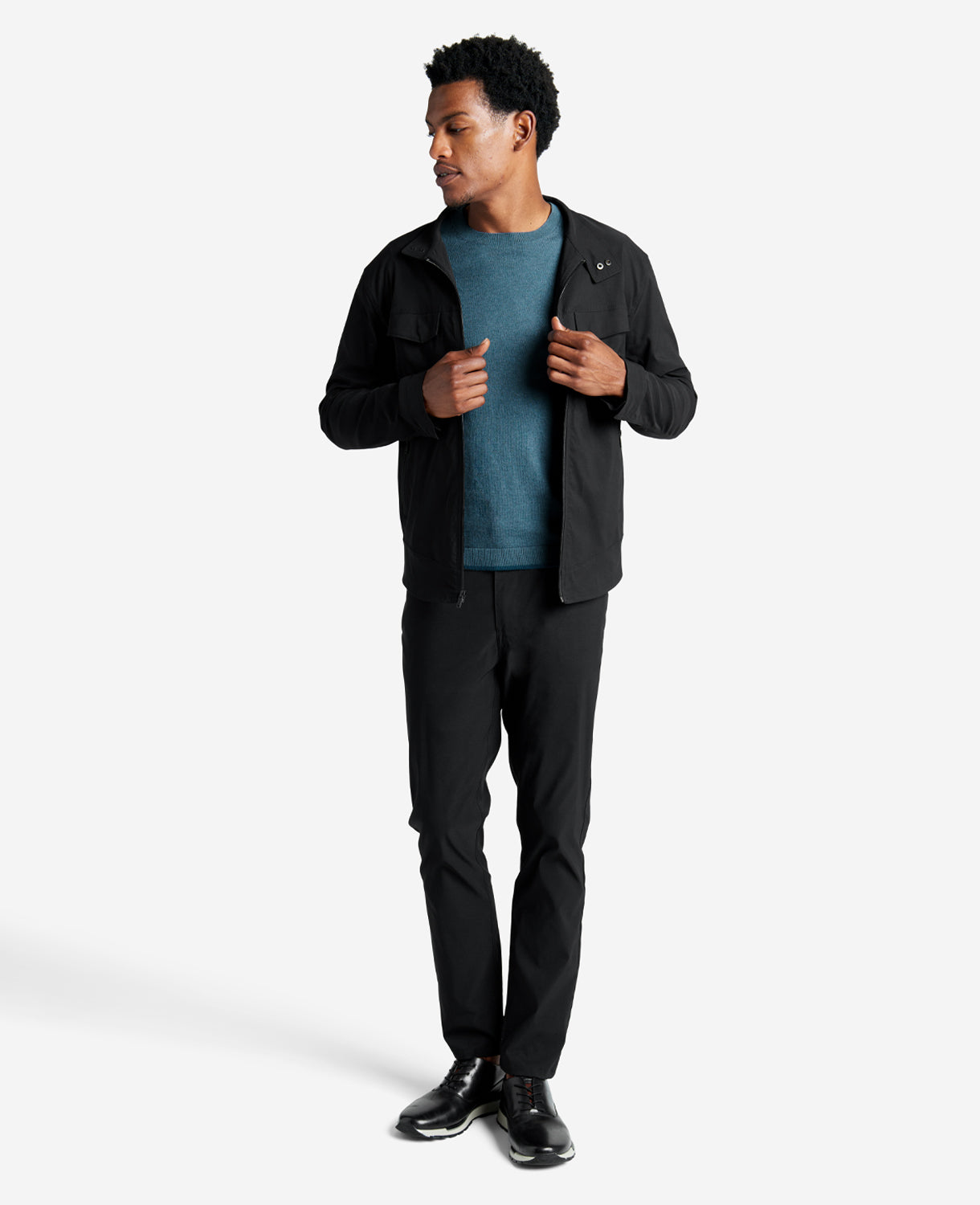Crew Neck Sweater with Tipping Details