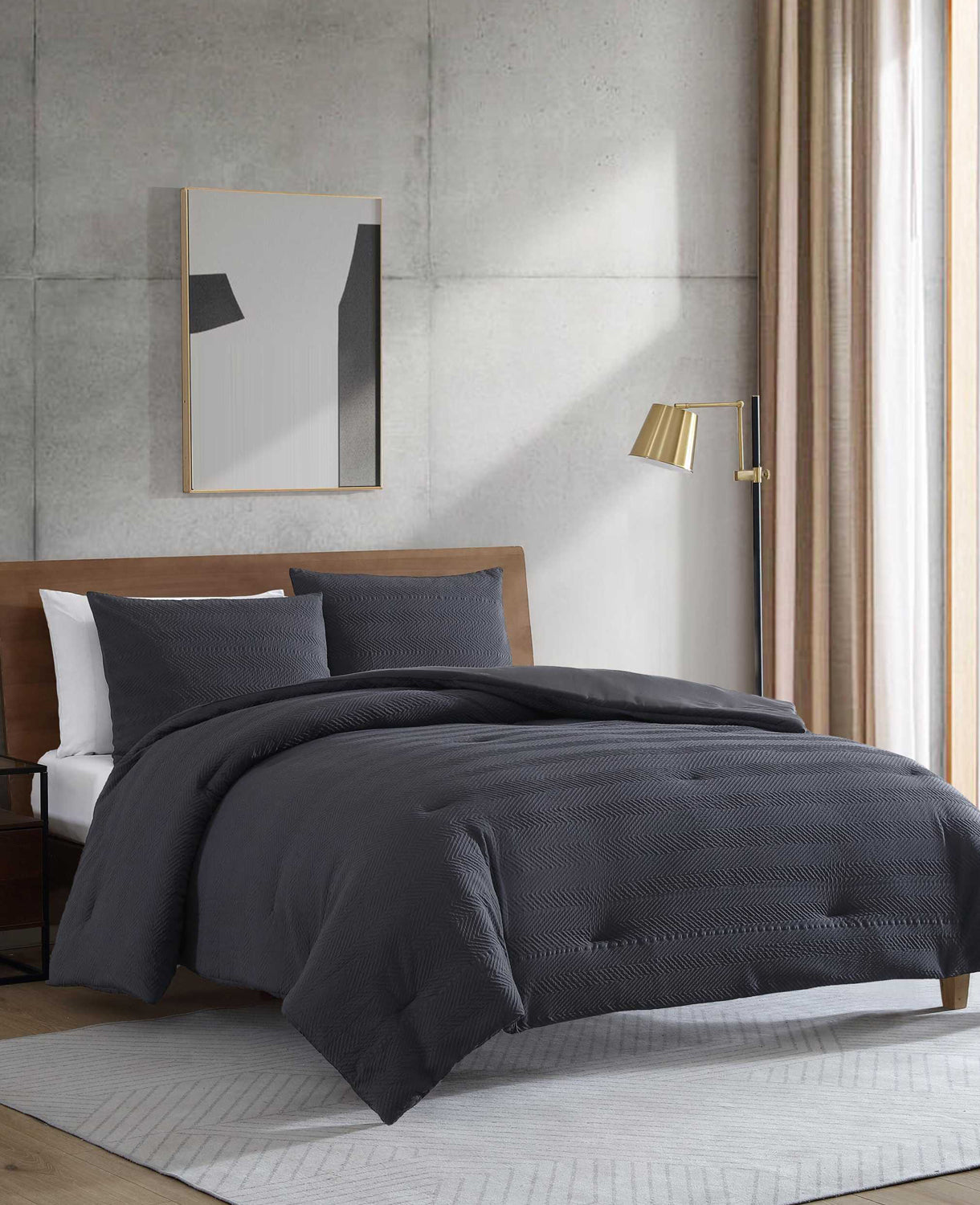 Crosswalk Herringbone Black Duvet Cover Set