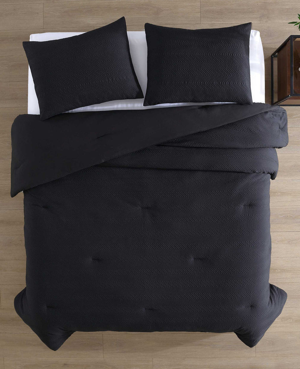 Crosswalk Herringbone Black Duvet Cover Set