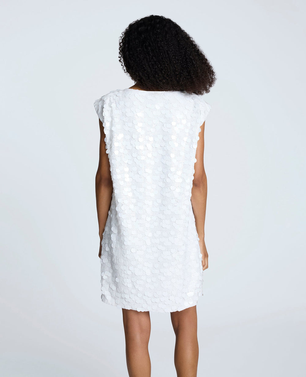 Circle Sequin Sleeveless Wedge Shift Dress