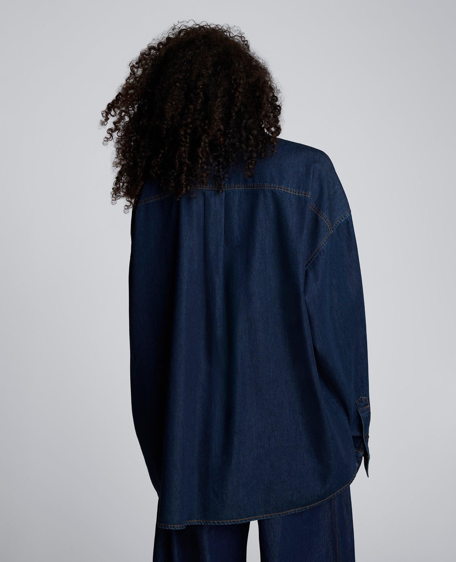 Drapey Denim Button Up Oversized Shirt