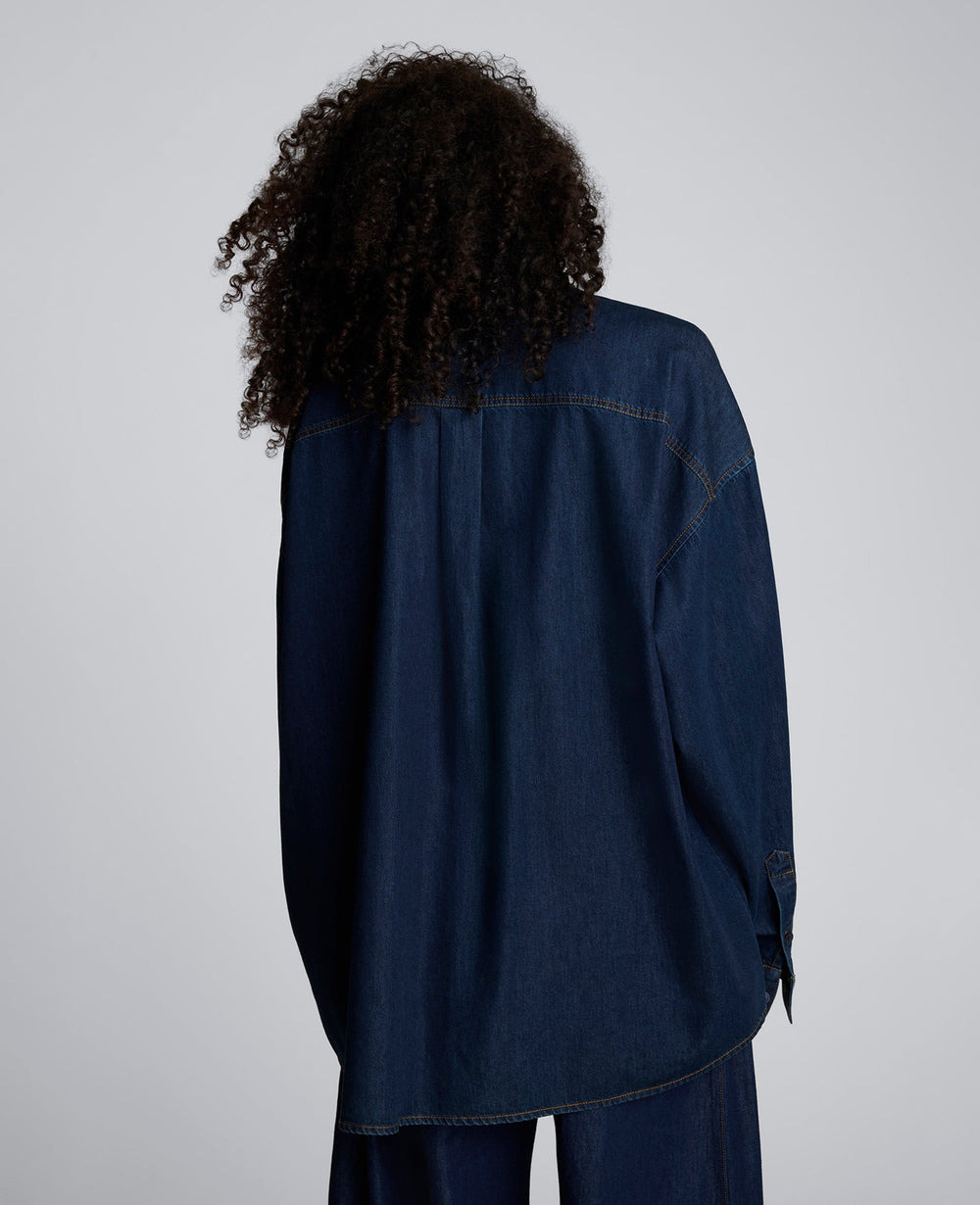 Drapey Denim Button Up Oversized Shirt