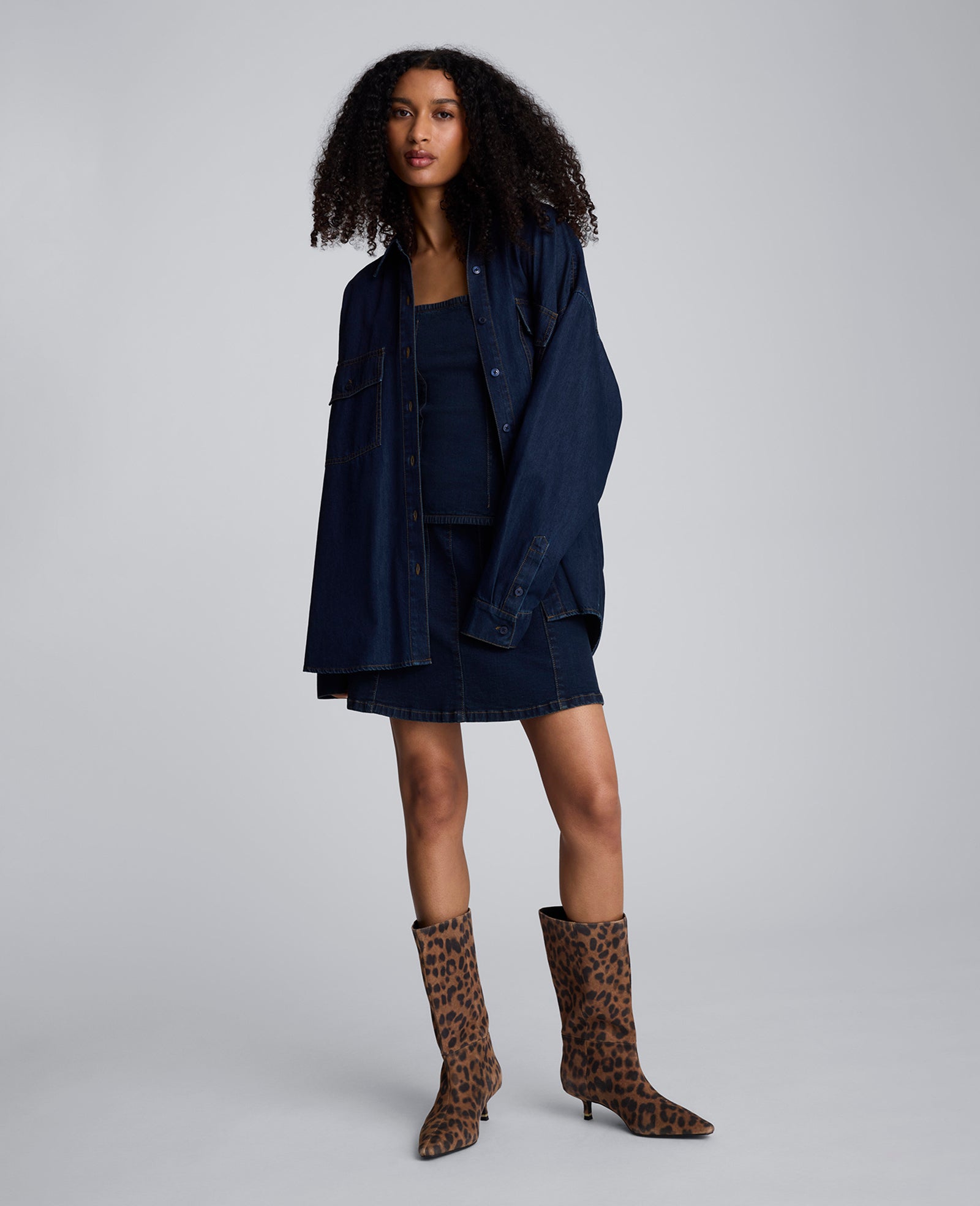 Drapey Denim Button Up Oversized Shirt
