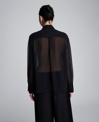 Chiffon Pleated Long Sleeve Blouse