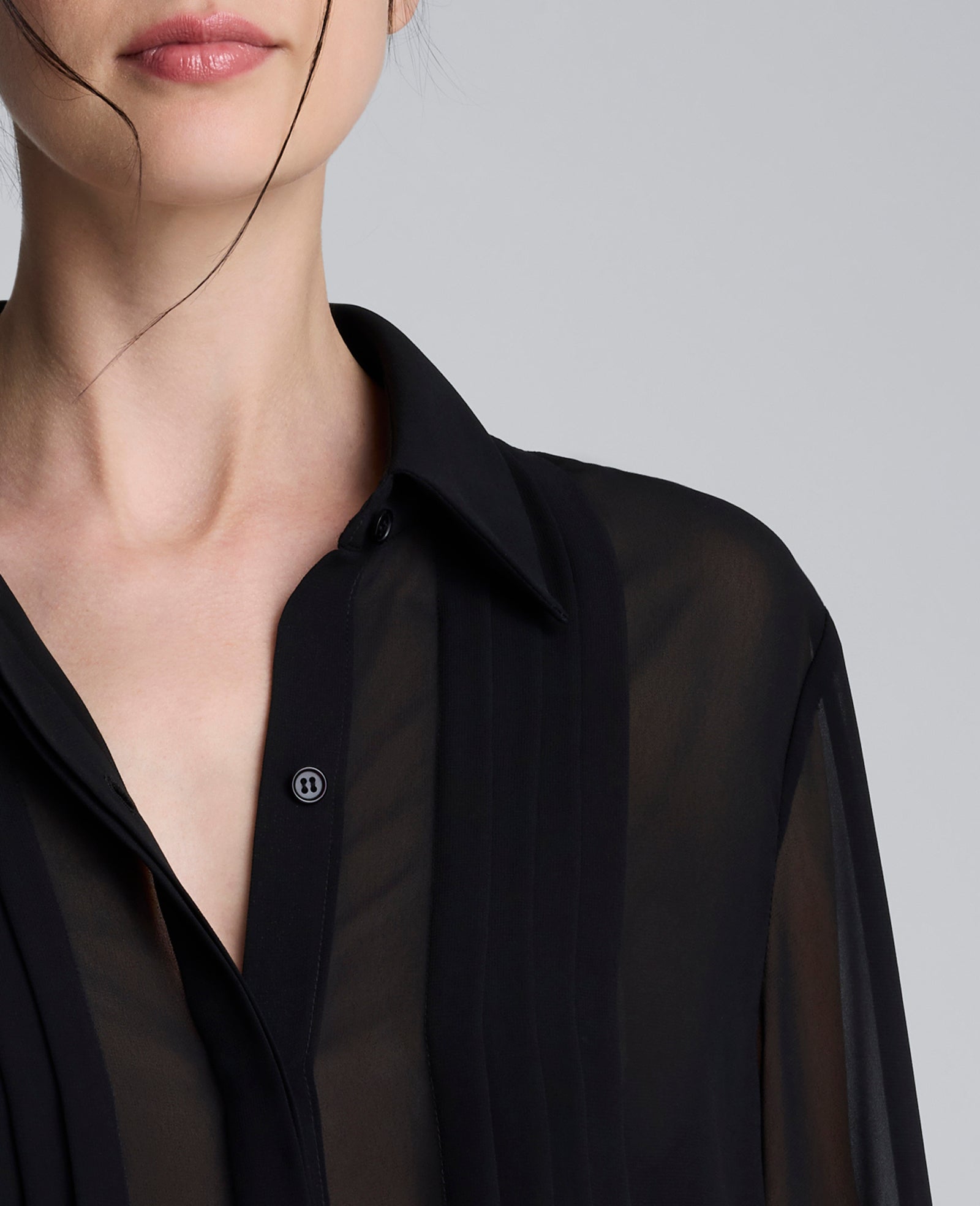 Chiffon Pleated Long Sleeve Blouse